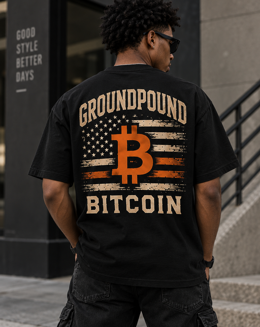 Groundpound Bitcoin T-Shirt — Vintage Flag Crypto Tee - view 1